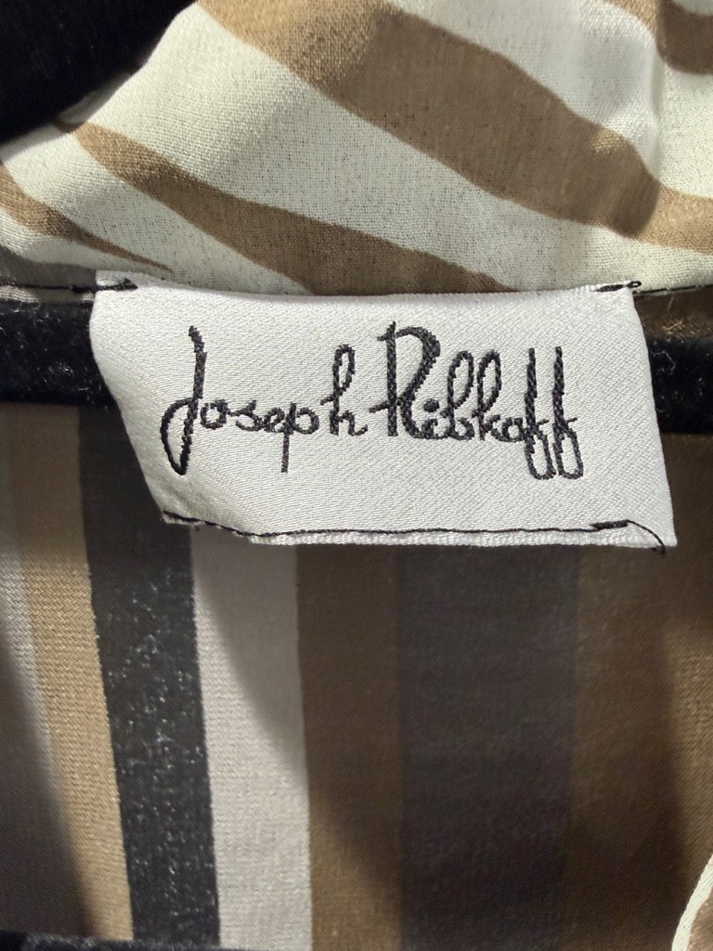 Joseph Ribkoff Geometric Sheer Button-Front Blouse in Beige, Black - Picture 2 of 3